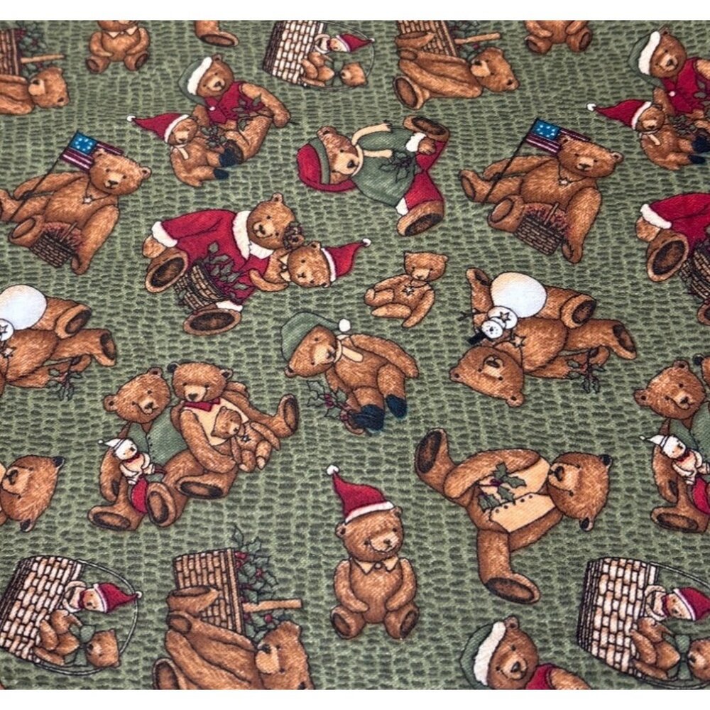 1/2 yard 12 Days of Christmas Flannel Fabric Teddy Bear Teresa Kogut Holiday Gre